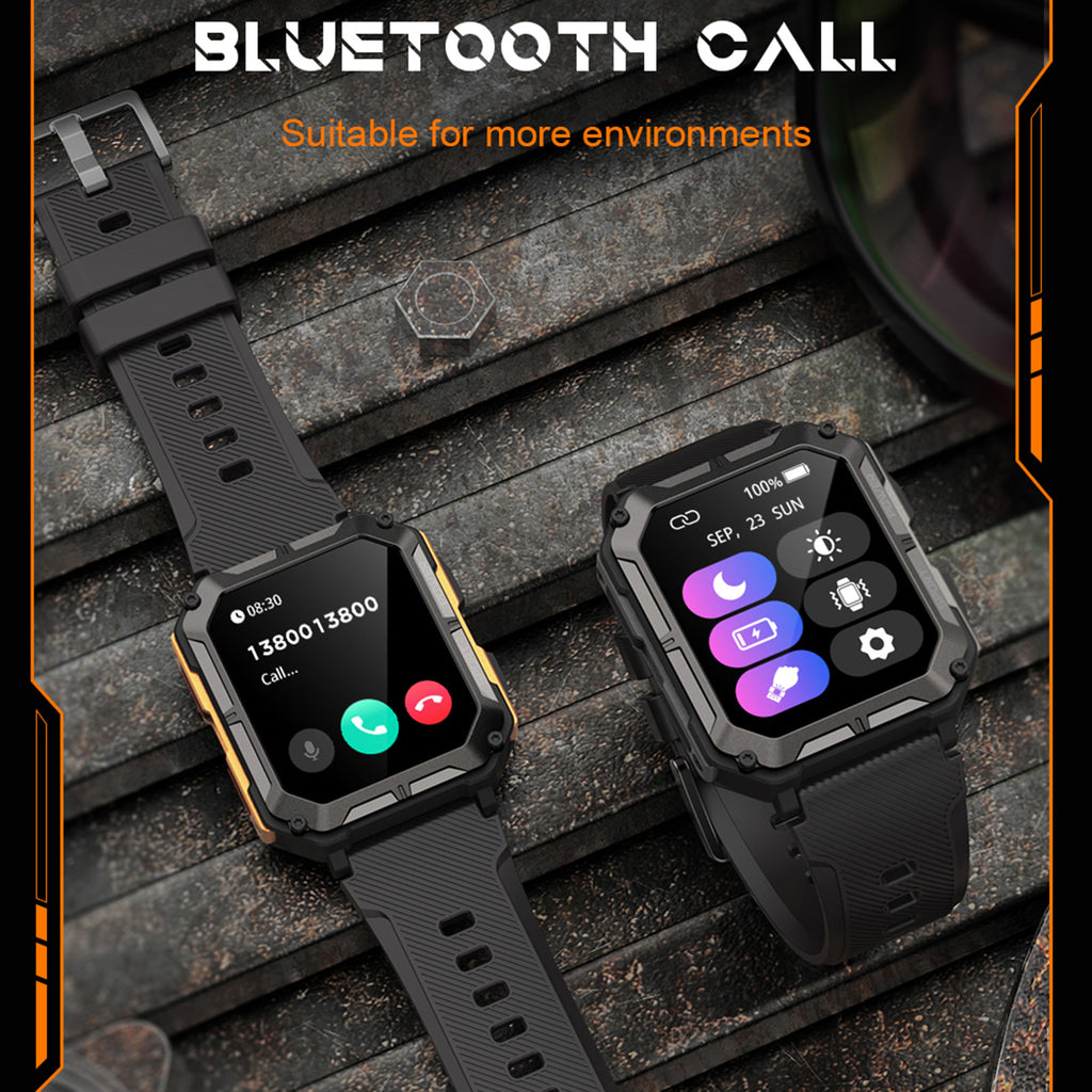 1.83" Tactical Smartwatch, 123 Sports Modes, IP68 Waterproof Smart Watch with Compass, Health Monitor