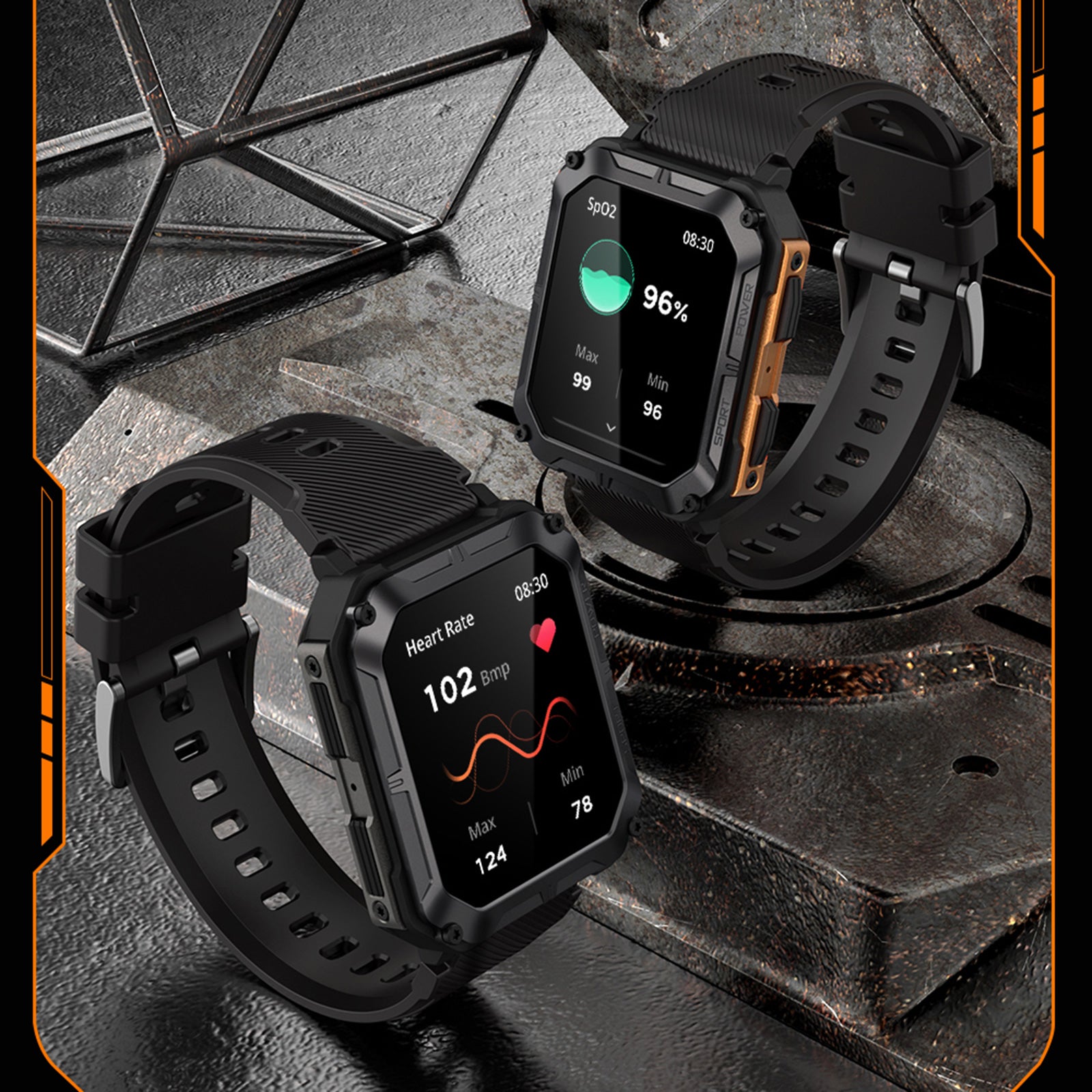 1.83" Tactical Smartwatch, 123 Sports Modes, IP68 Waterproof Smart Watch with Compass, Health Monitor