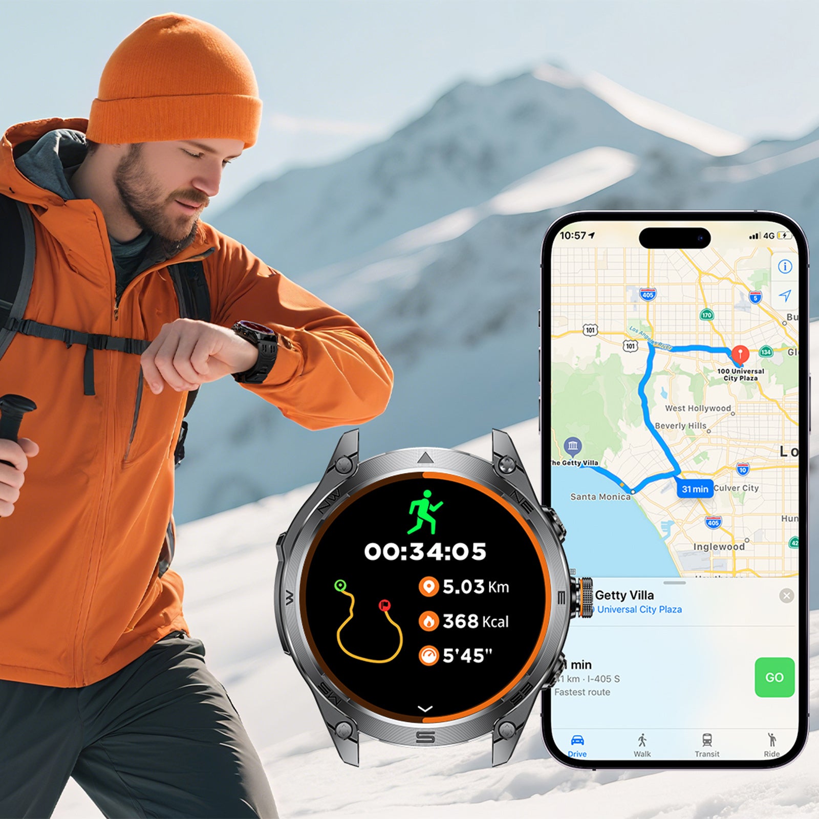 SFM70 Smart watch (Bluetooth Answer/Make Call), 1.75" AMOLED Smartwatch with GPS