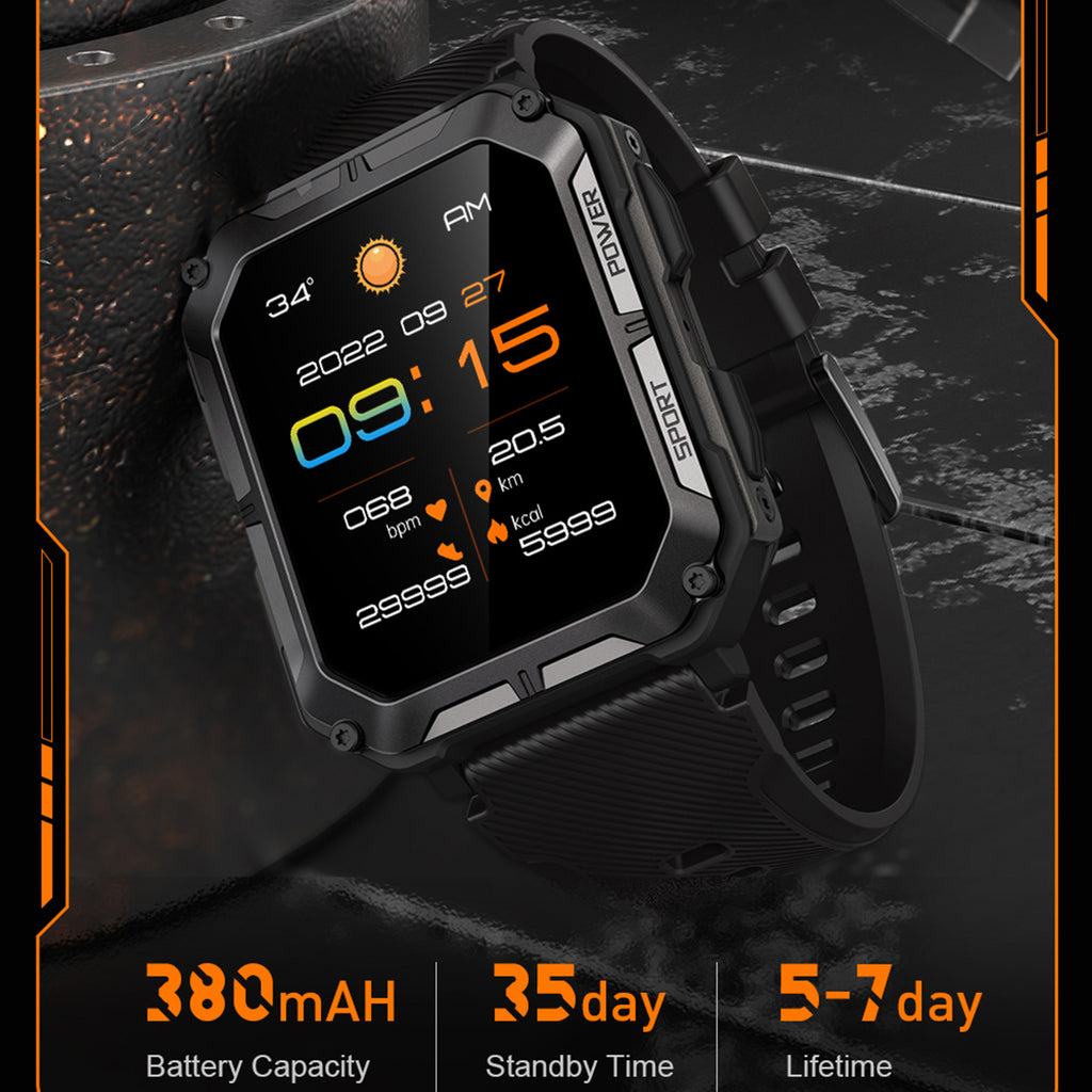 1.83" Tactical Smartwatch, 123 Sports Modes, IP68 Waterproof Smart Watch with Compass, Health Monitor