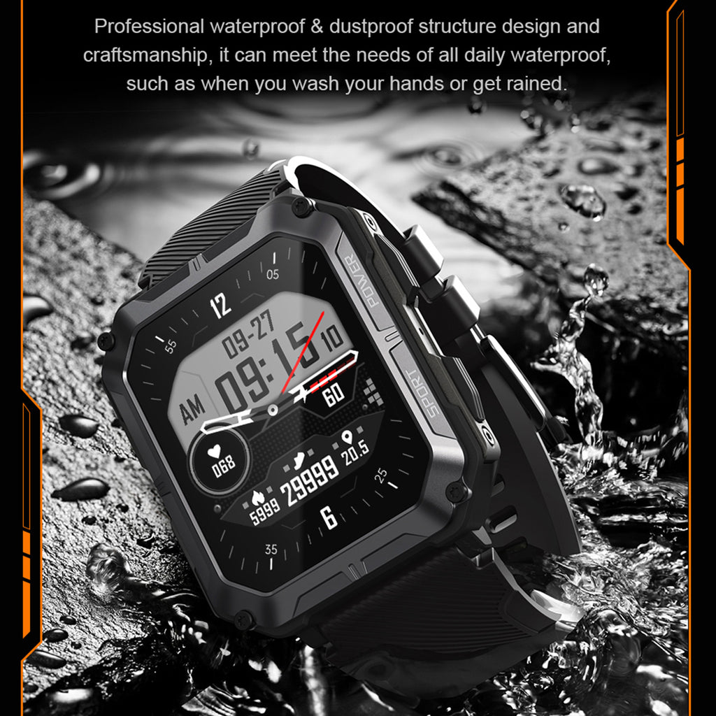 1.83" Tactical Smartwatch, 123 Sports Modes, IP68 Waterproof Smart Watch with Compass, Health Monitor