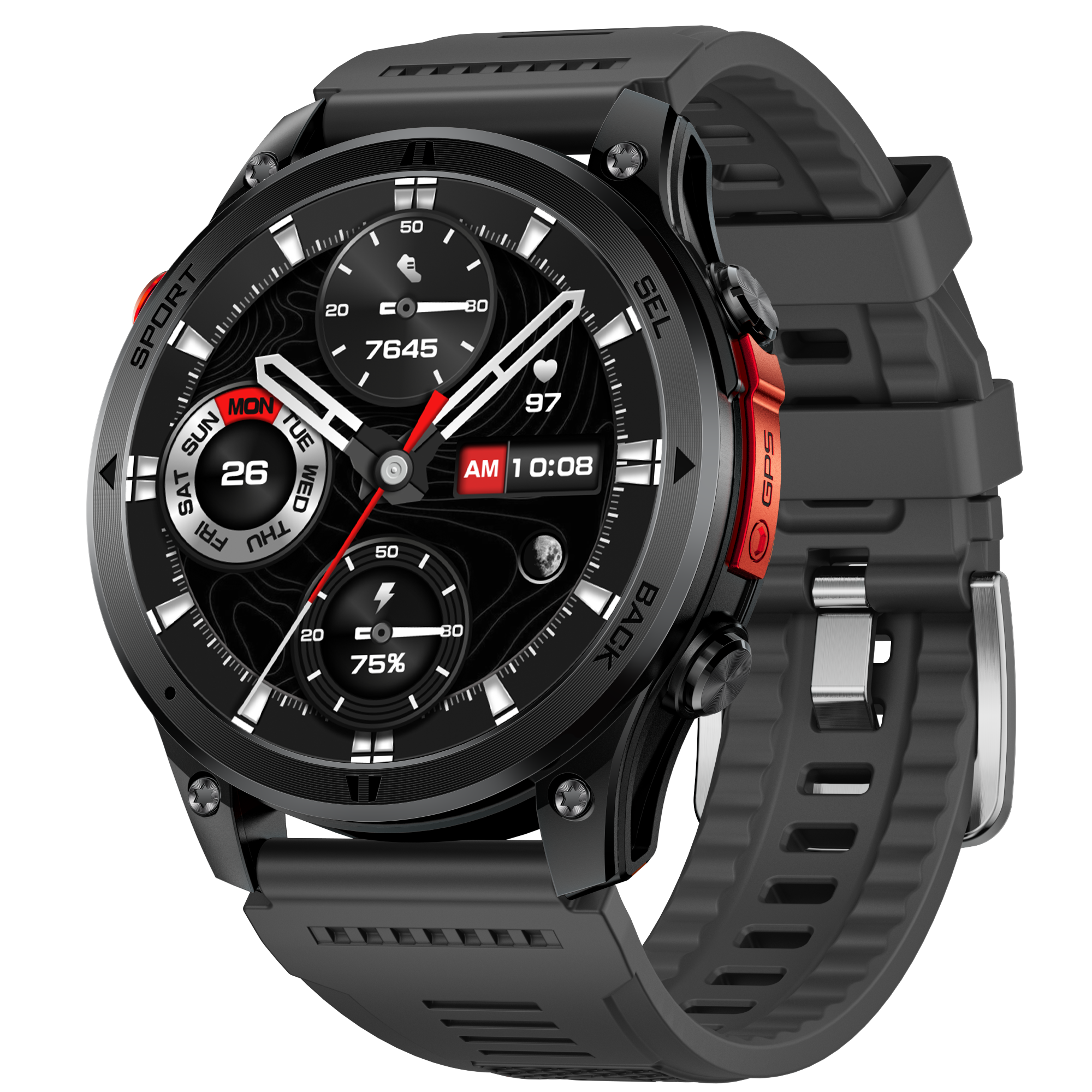 Men's Sports Smartwatch with GPS Bluetooth Calling, Heart rate, Blood Oxygen Compass Fitness Tracker