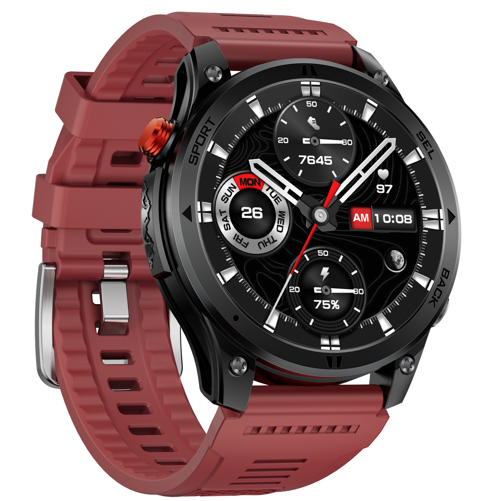 Men's Sports Smartwatch with GPS Bluetooth Calling, Heart rate, Blood Oxygen Compass Fitness Tracker