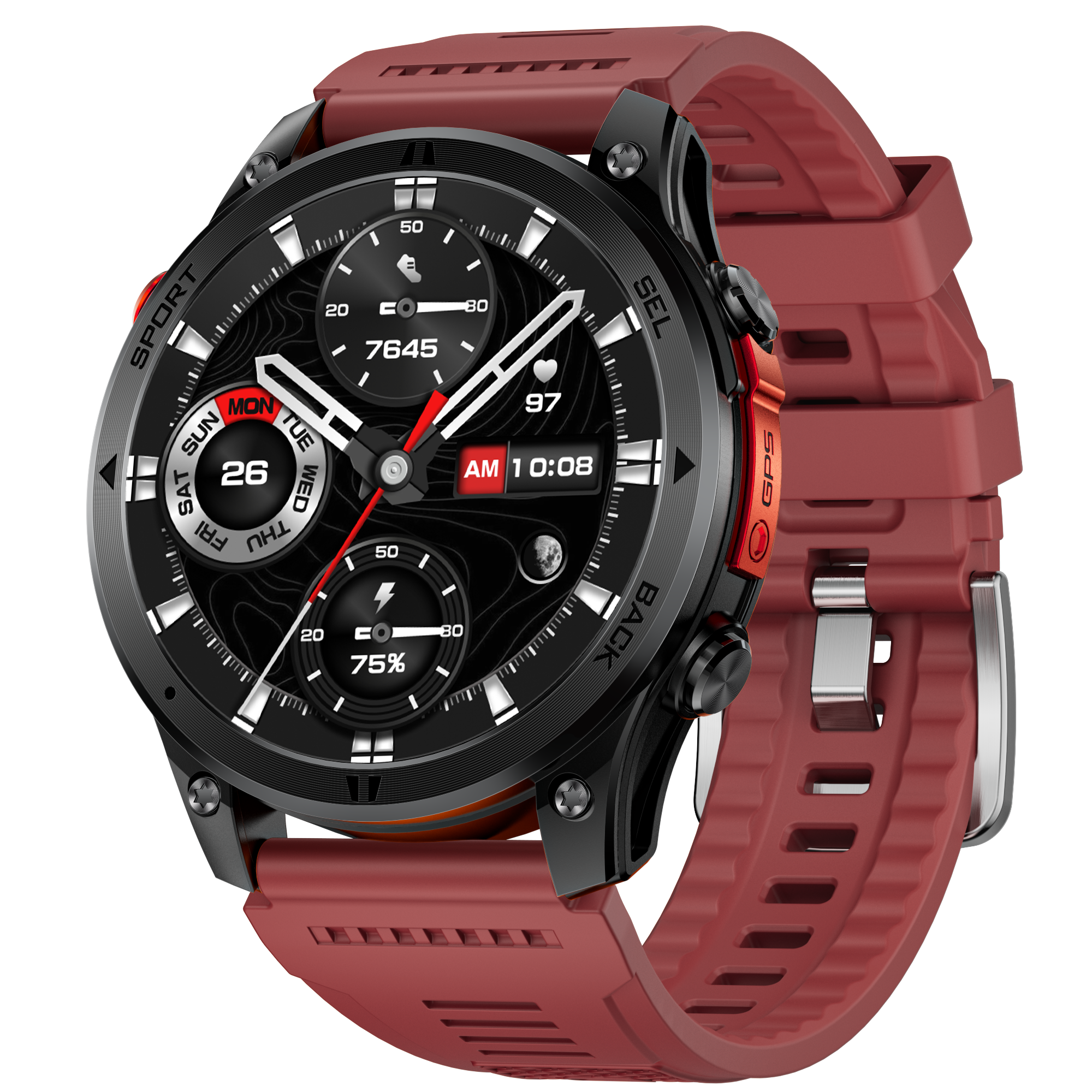 Men's Sports Smartwatch with GPS Bluetooth Calling, Heart rate, Blood Oxygen Compass Fitness Tracker