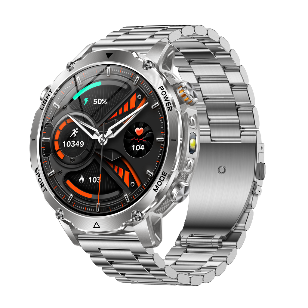 1.7" Men's Sports Smartwatch with 1400mAh Battery IP68 Waterproof LED Flashlight BT Call
