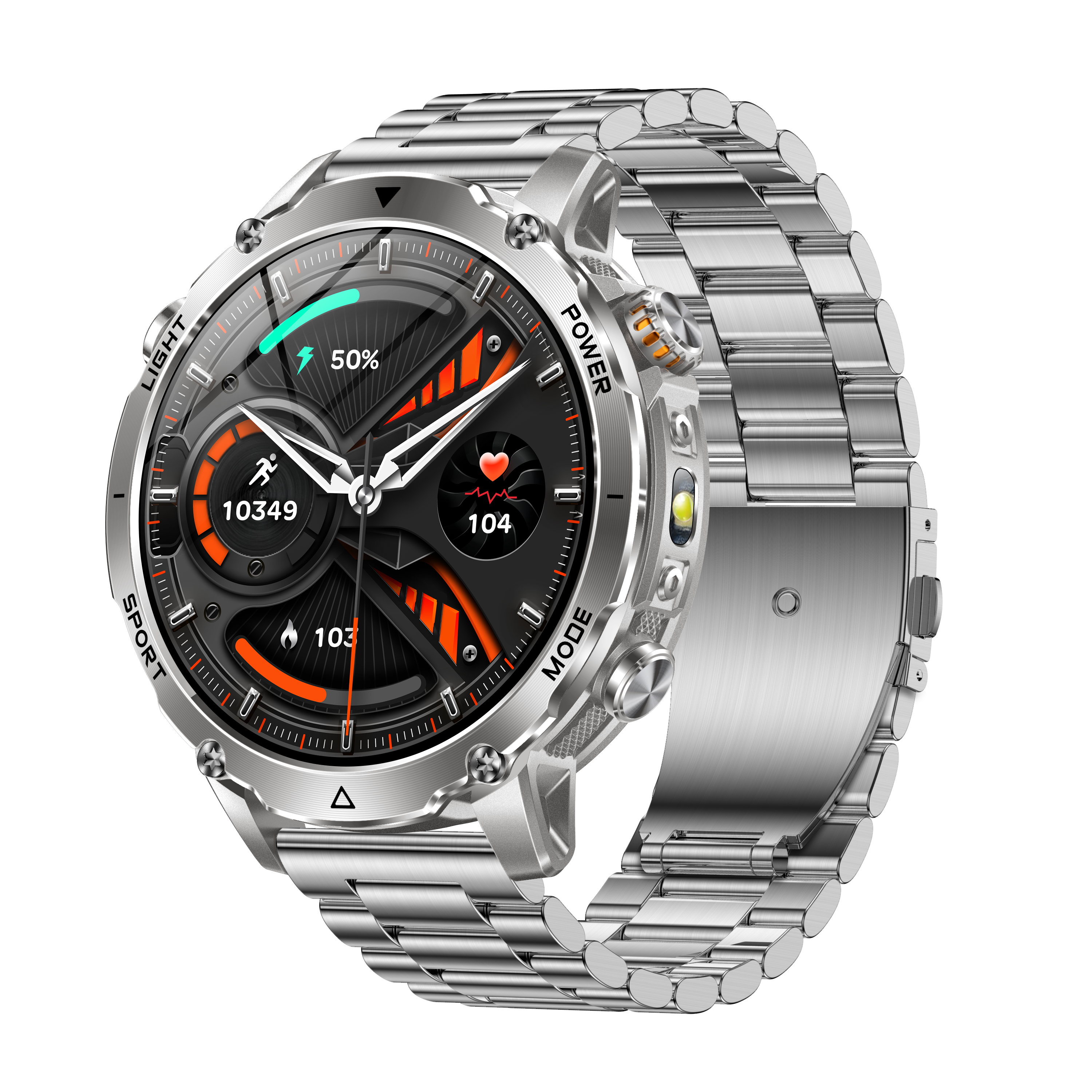 1.7" Men's Sports Smartwatch with 1400mAh Battery IP68 Waterproof LED Flashlight BT Call