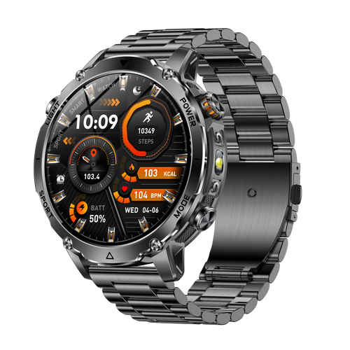 1.7" Men's Sports Smartwatch with 1400mAh Battery IP68 Waterproof LED Flashlight BT Call