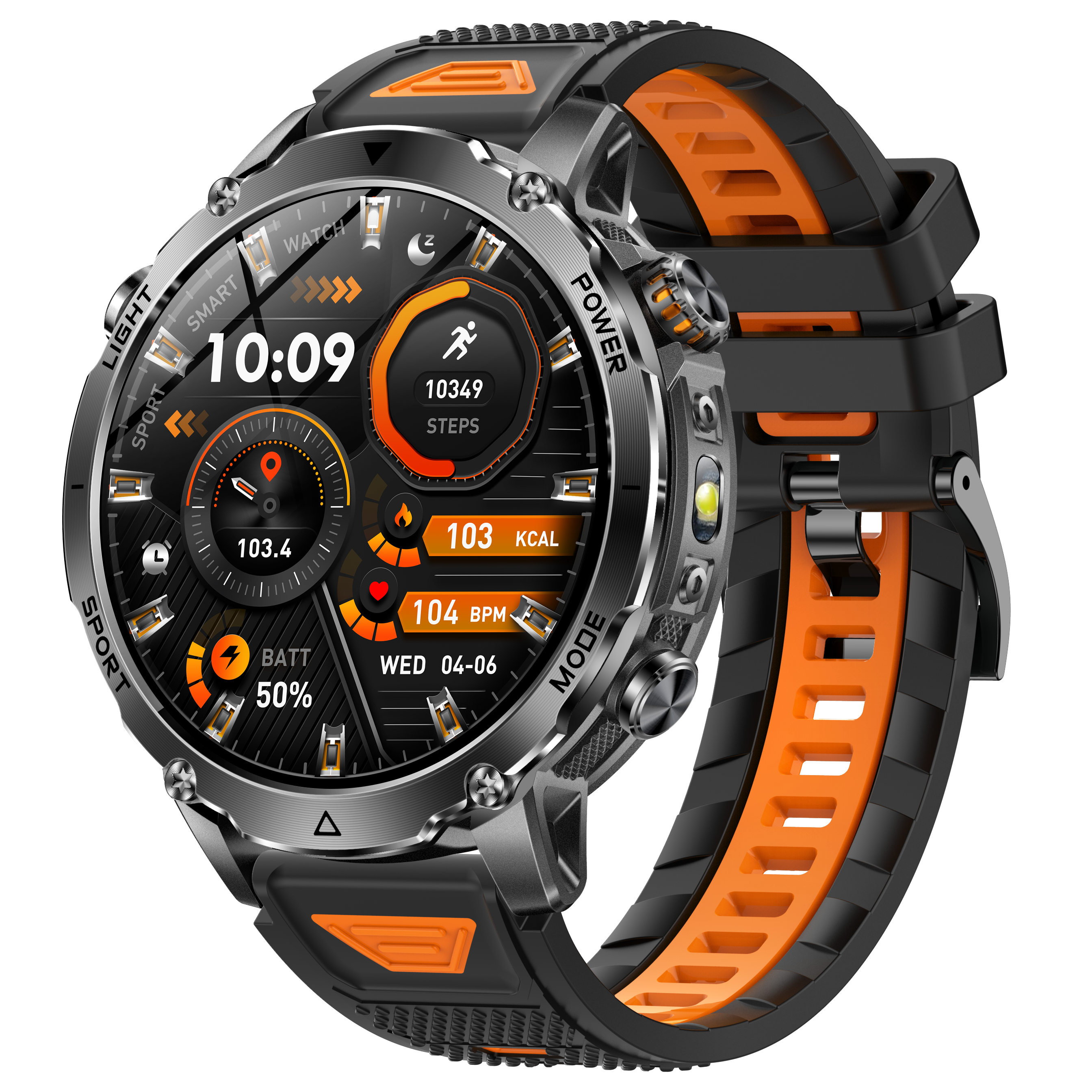 Men's Smartwatch with 1400mAh Battery & LED Flashlight 10ATM Waterproof