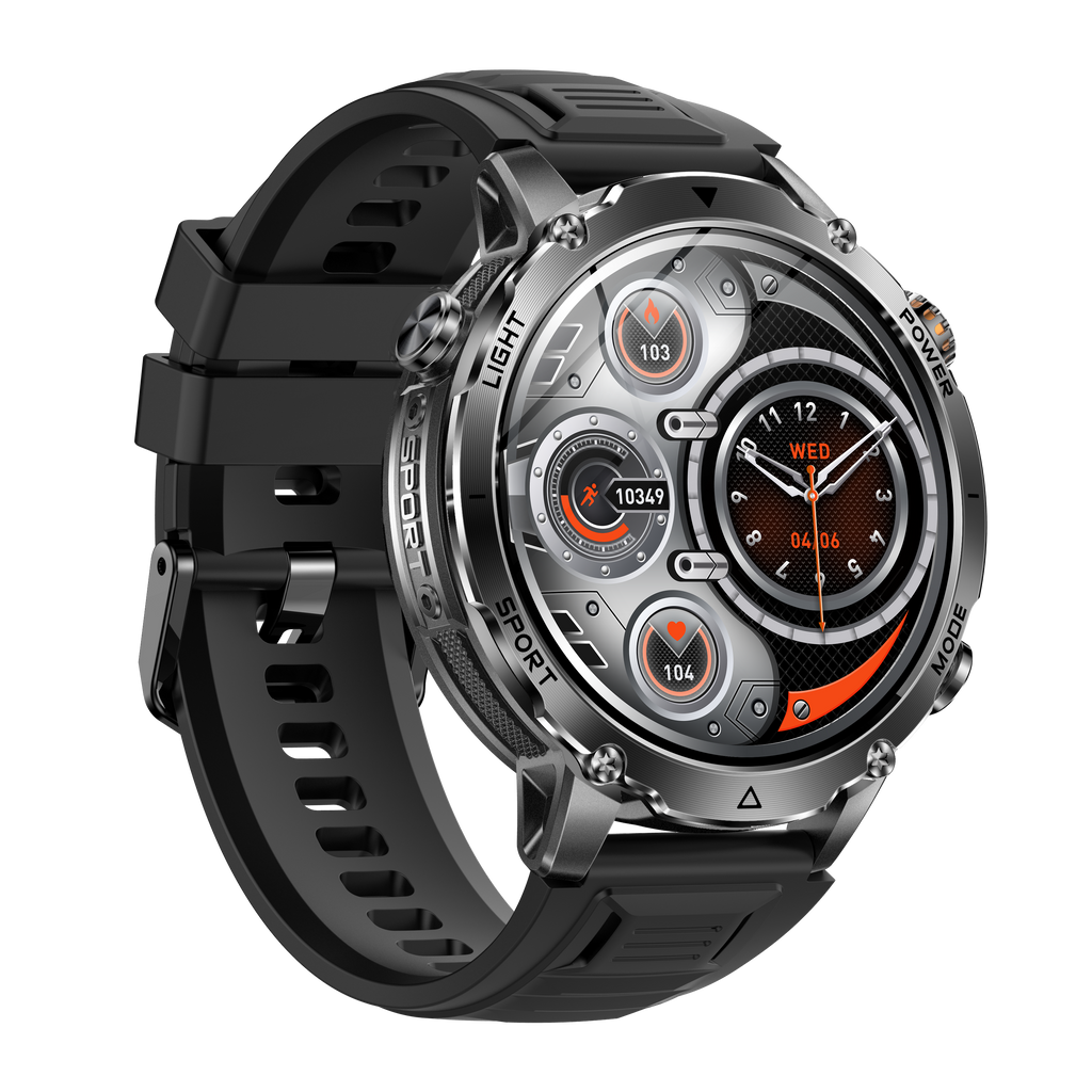1.7" Men's Sports Smartwatch with 1400mAh Battery IP68 Waterproof LED Flashlight BT Call