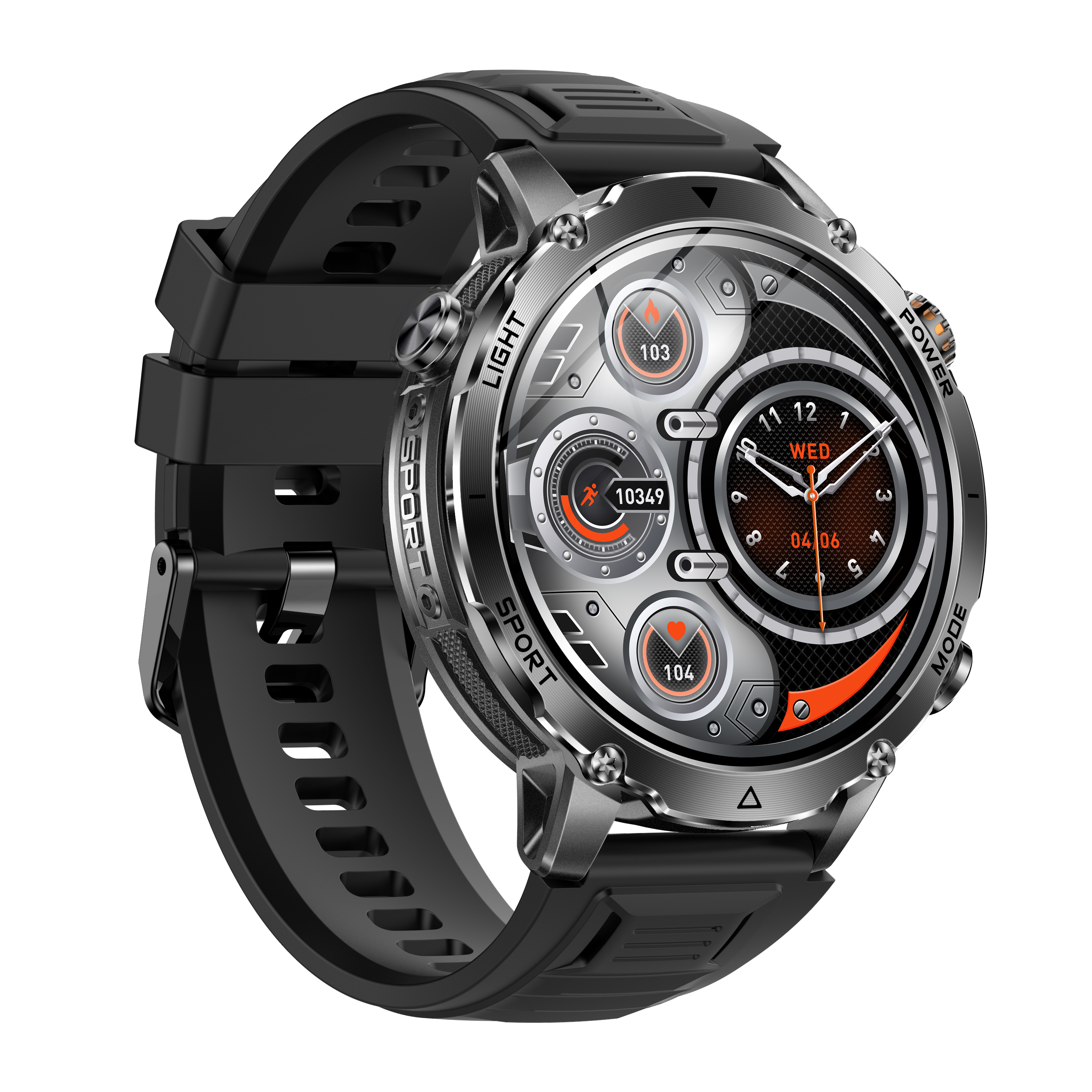 1.7" Men's Sports Smartwatch with 1400mAh Battery IP68 Waterproof LED Flashlight BT Call