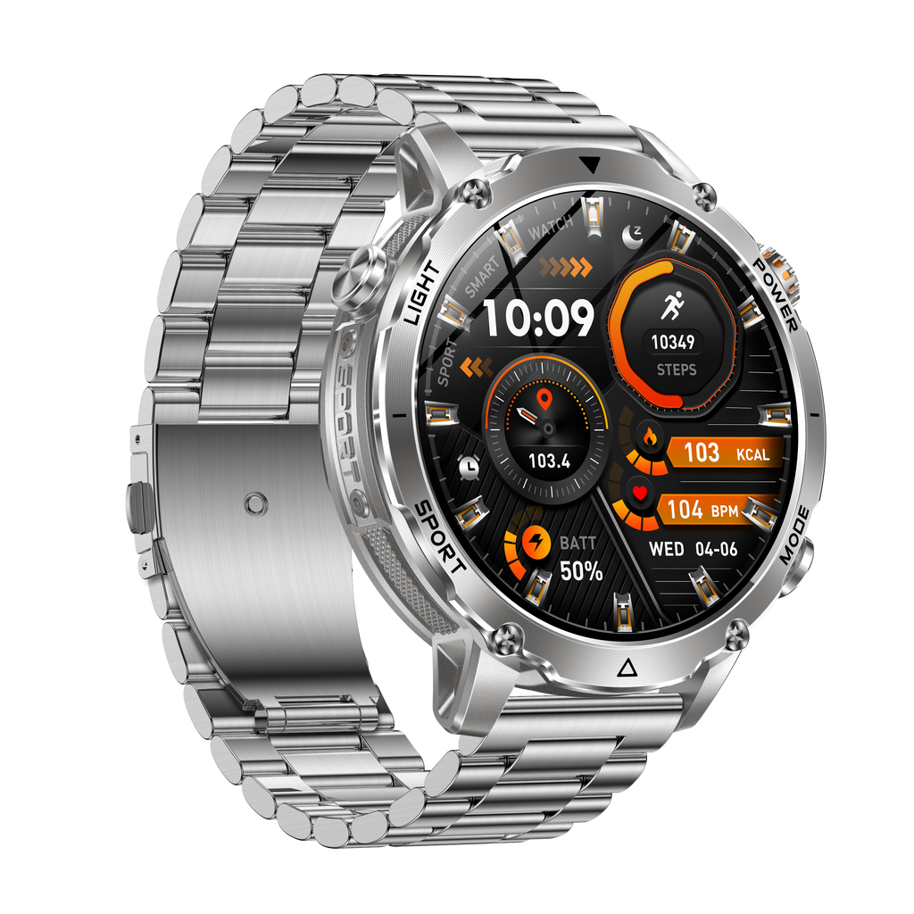 1.7" Men's Sports Smartwatch with 1400mAh Battery IP68 Waterproof LED Flashlight BT Call