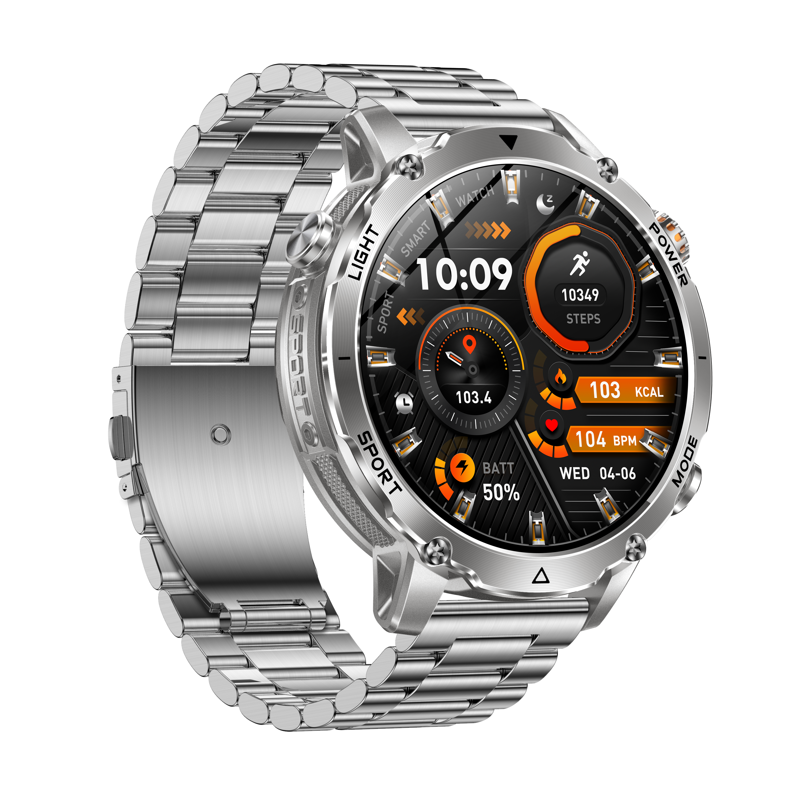 1.7" Men's Sports Smartwatch with 1400mAh Battery IP68 Waterproof LED Flashlight BT Call