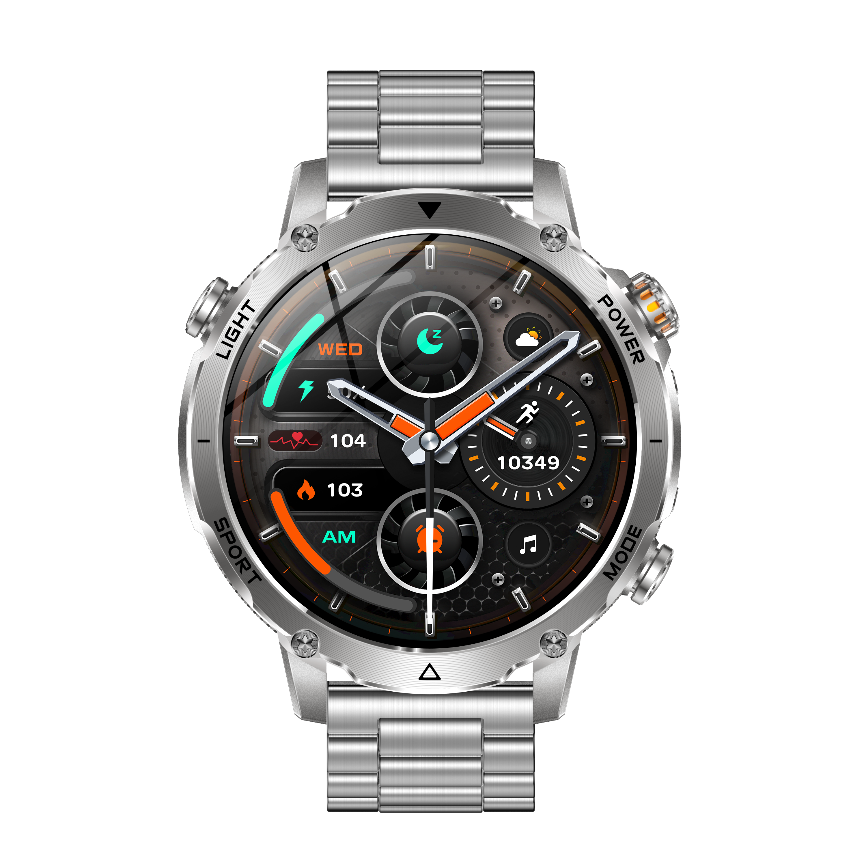 1.7" Men's Sports Smartwatch with 1400mAh Battery IP68 Waterproof LED Flashlight BT Call
