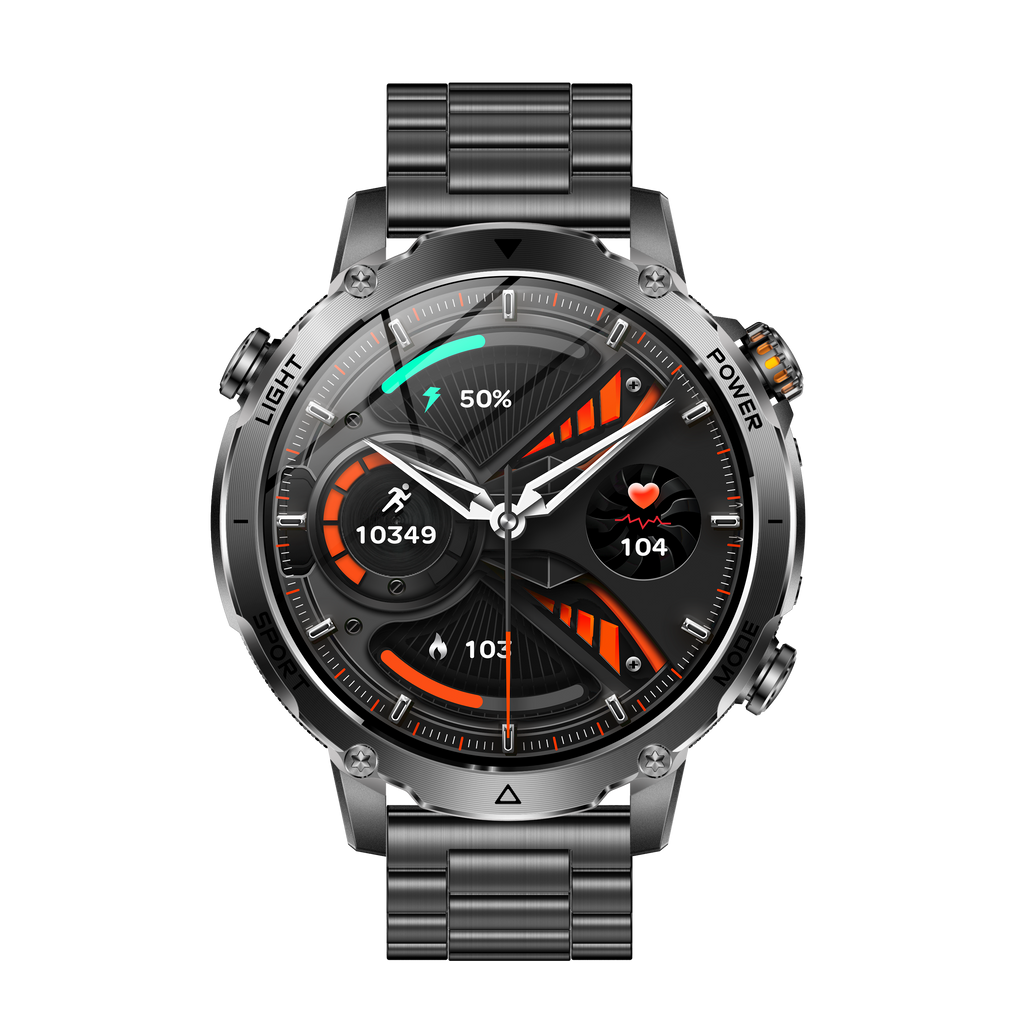 1.7" Men's Sports Smartwatch with 1400mAh Battery IP68 Waterproof LED Flashlight BT Call