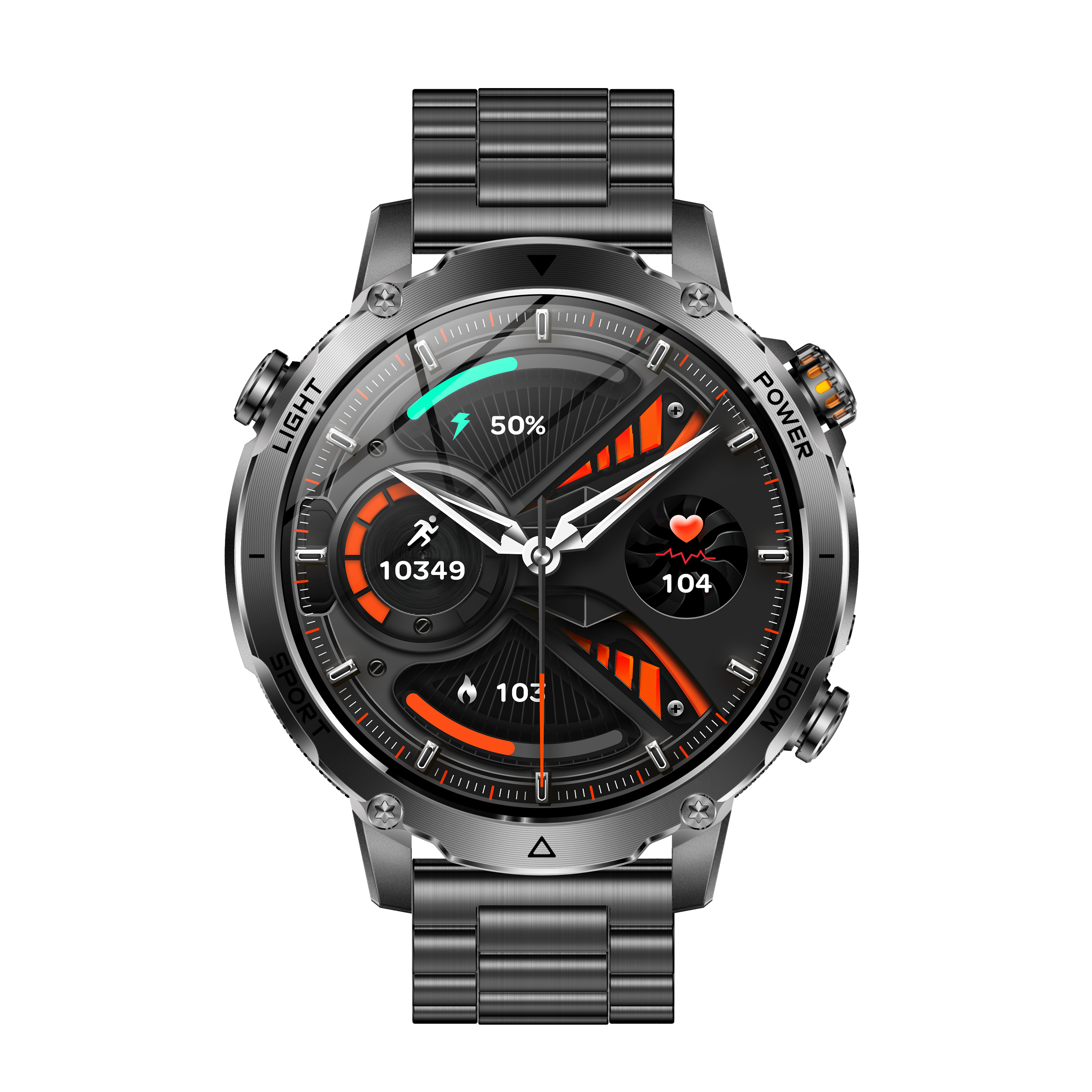 1.7" Men's Sports Smartwatch with 1400mAh Battery IP68 Waterproof LED Flashlight BT Call