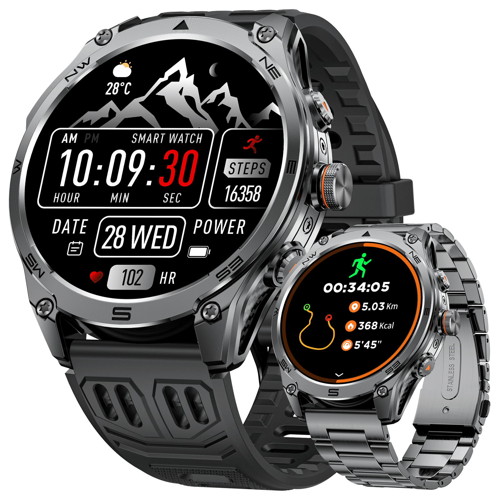 SFM70 Smart watch (Bluetooth Answer/Make Call), 1.75" AMOLED Smartwatch with GPS