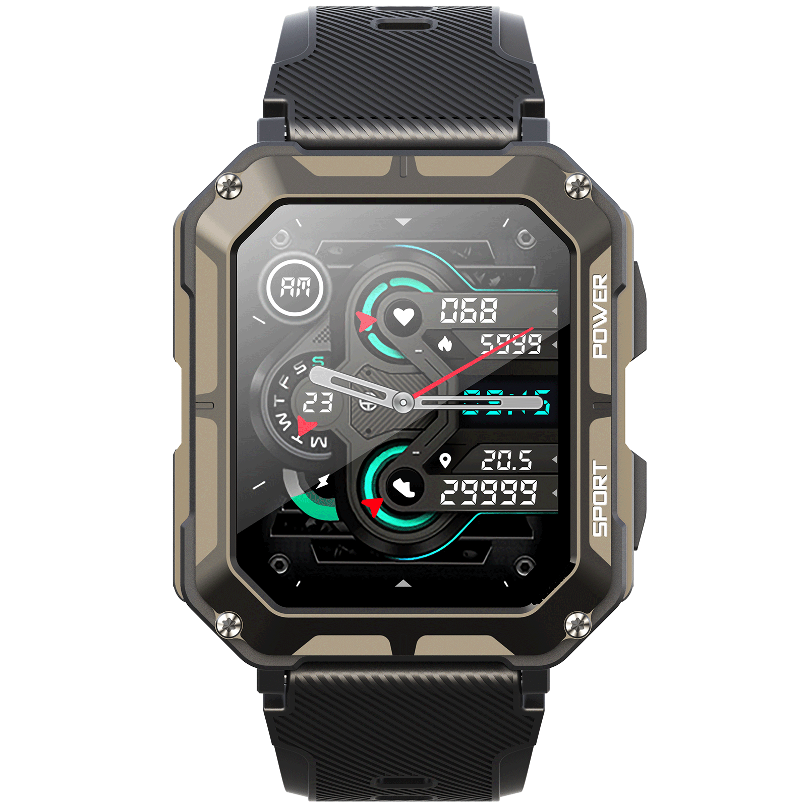 1.83" Tactical Smartwatch, 123 Sports Modes, IP68 Waterproof Smart Watch with Compass, Health Monitor