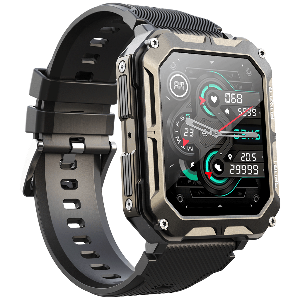 1.83" Tactical Smartwatch, 123 Sports Modes, IP68 Waterproof Smart Watch with Compass, Health Monitor