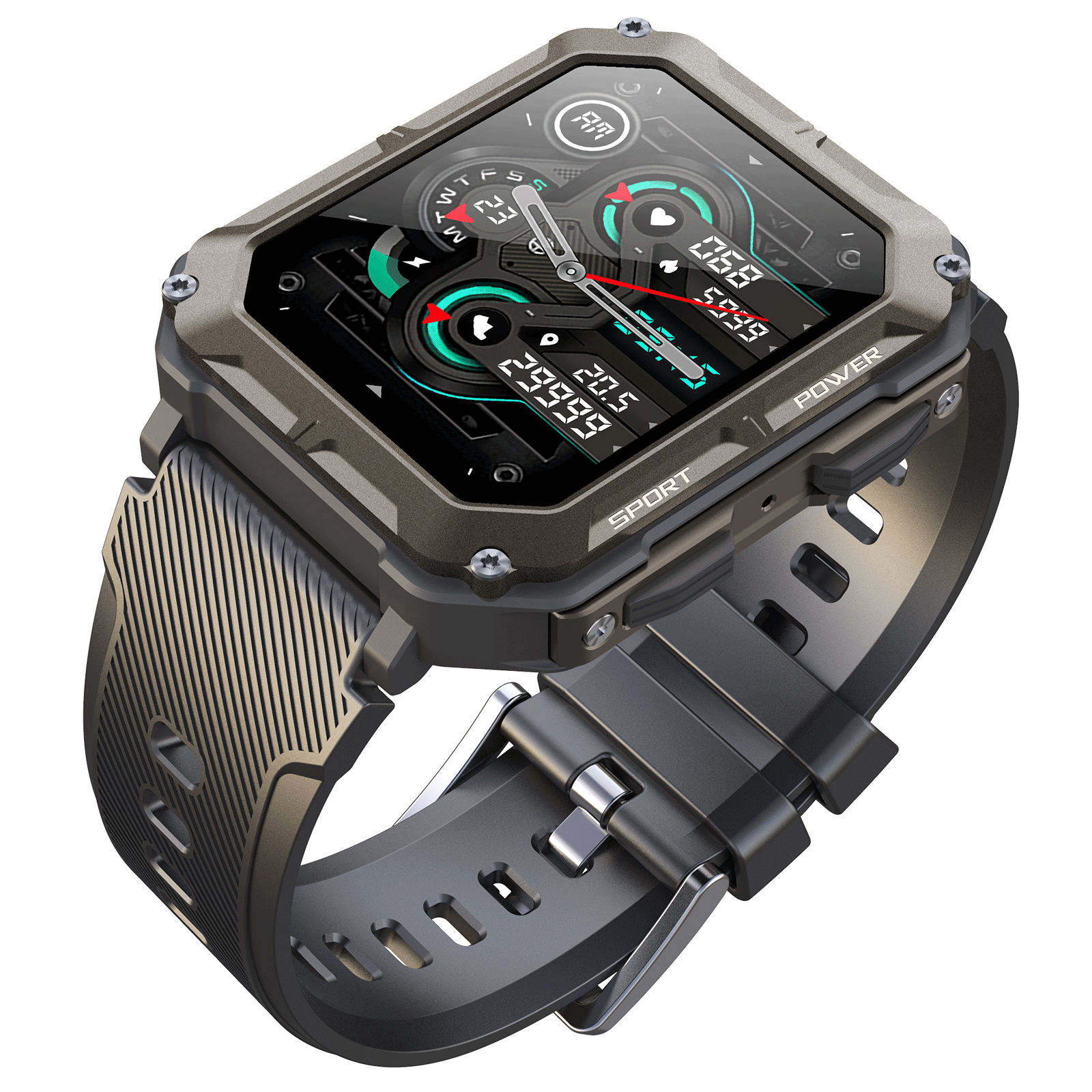1.83" Tactical Smartwatch, 123 Sports Modes, IP68 Waterproof Smart Watch with Compass, Health Monitor