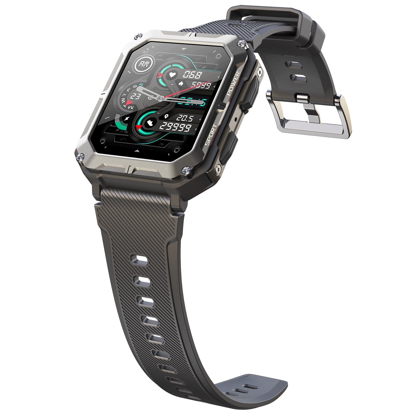 1.83" Tactical Smartwatch, 123 Sports Modes, IP68 Waterproof Smart Watch with Compass, Health Monitor