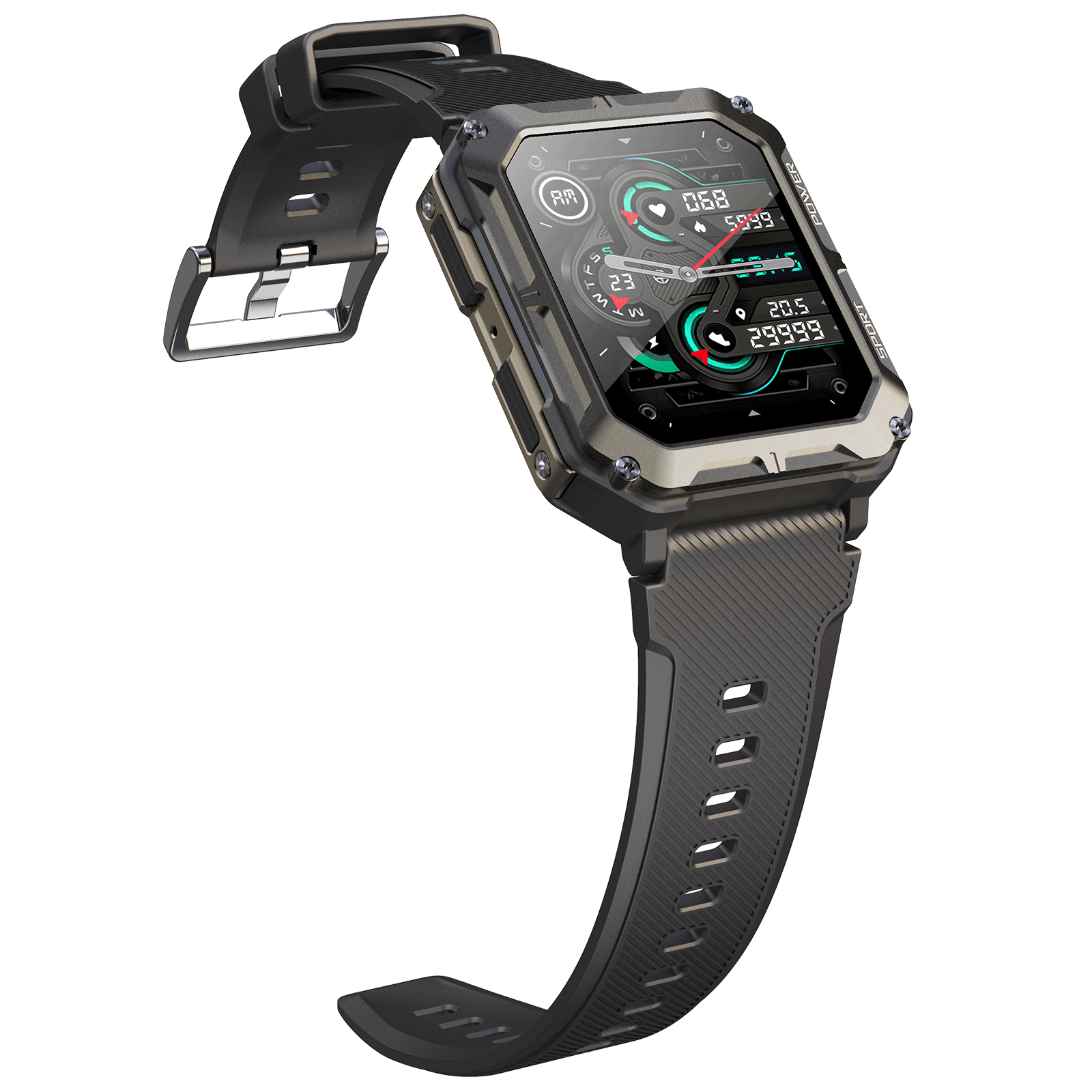 1.83" Tactical Smartwatch, 123 Sports Modes, IP68 Waterproof Smart Watch with Compass, Health Monitor