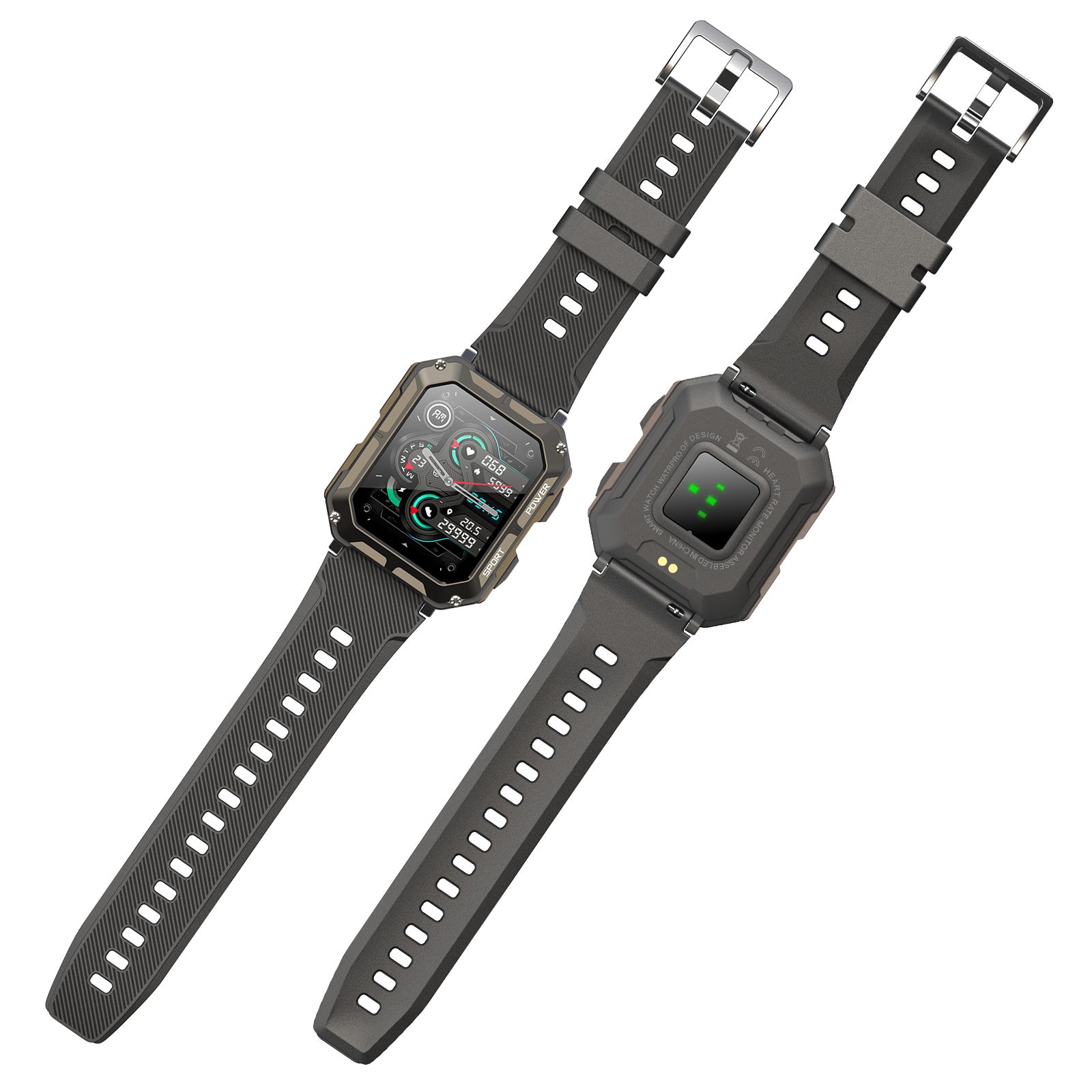 1.83" Tactical Smartwatch, 123 Sports Modes, IP68 Waterproof Smart Watch with Compass, Health Monitor