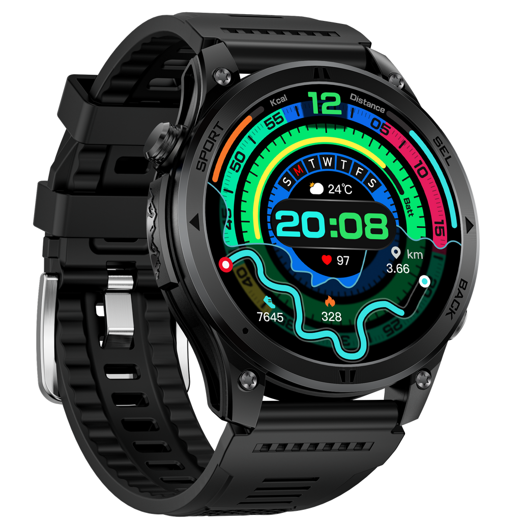 Men's Sports Smartwatch with GPS Bluetooth Calling, Heart rate, Blood Oxygen Compass Fitness Tracker