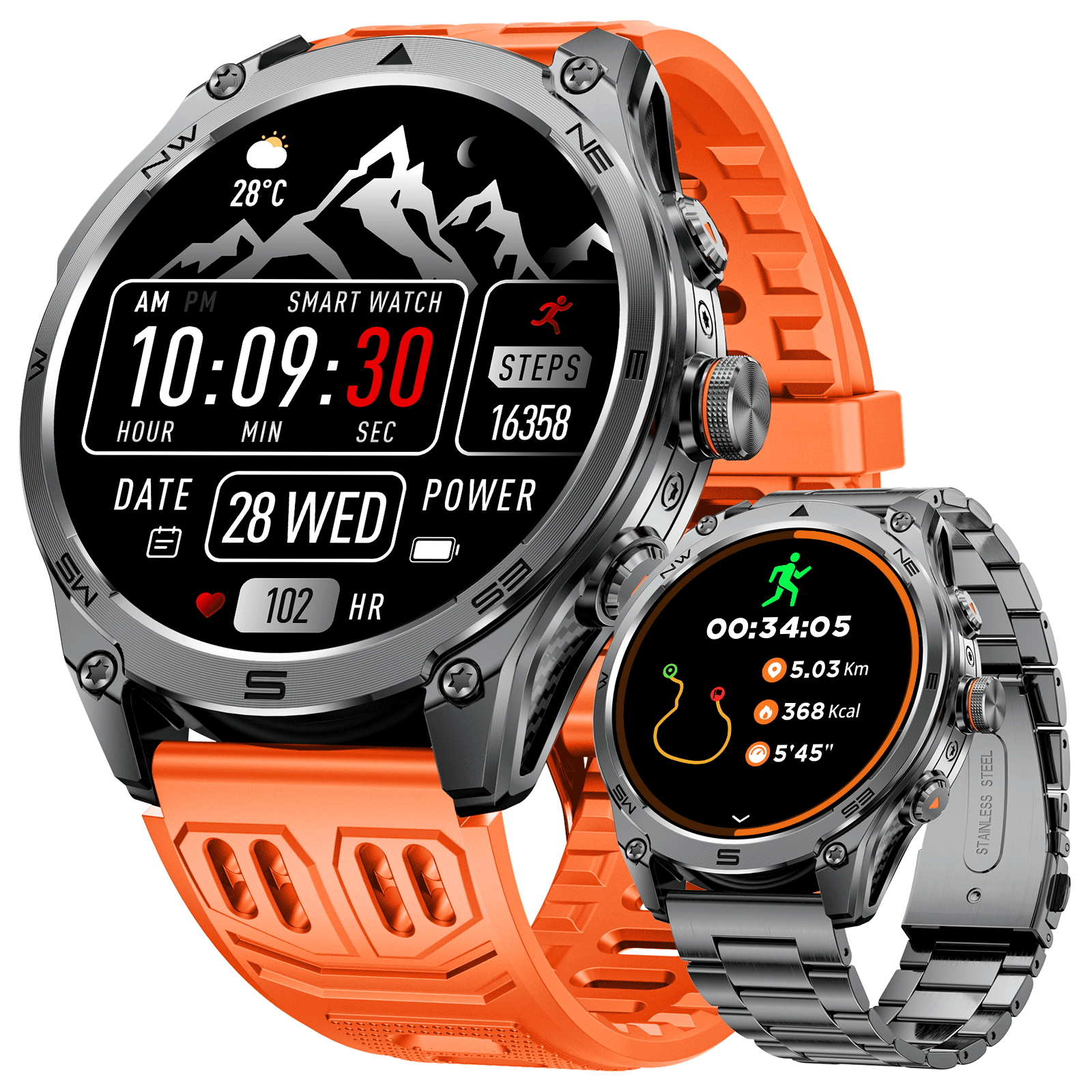 SFM70 Smart watch (Bluetooth Answer/Make Call), 1.75" AMOLED Smartwatch with GPS