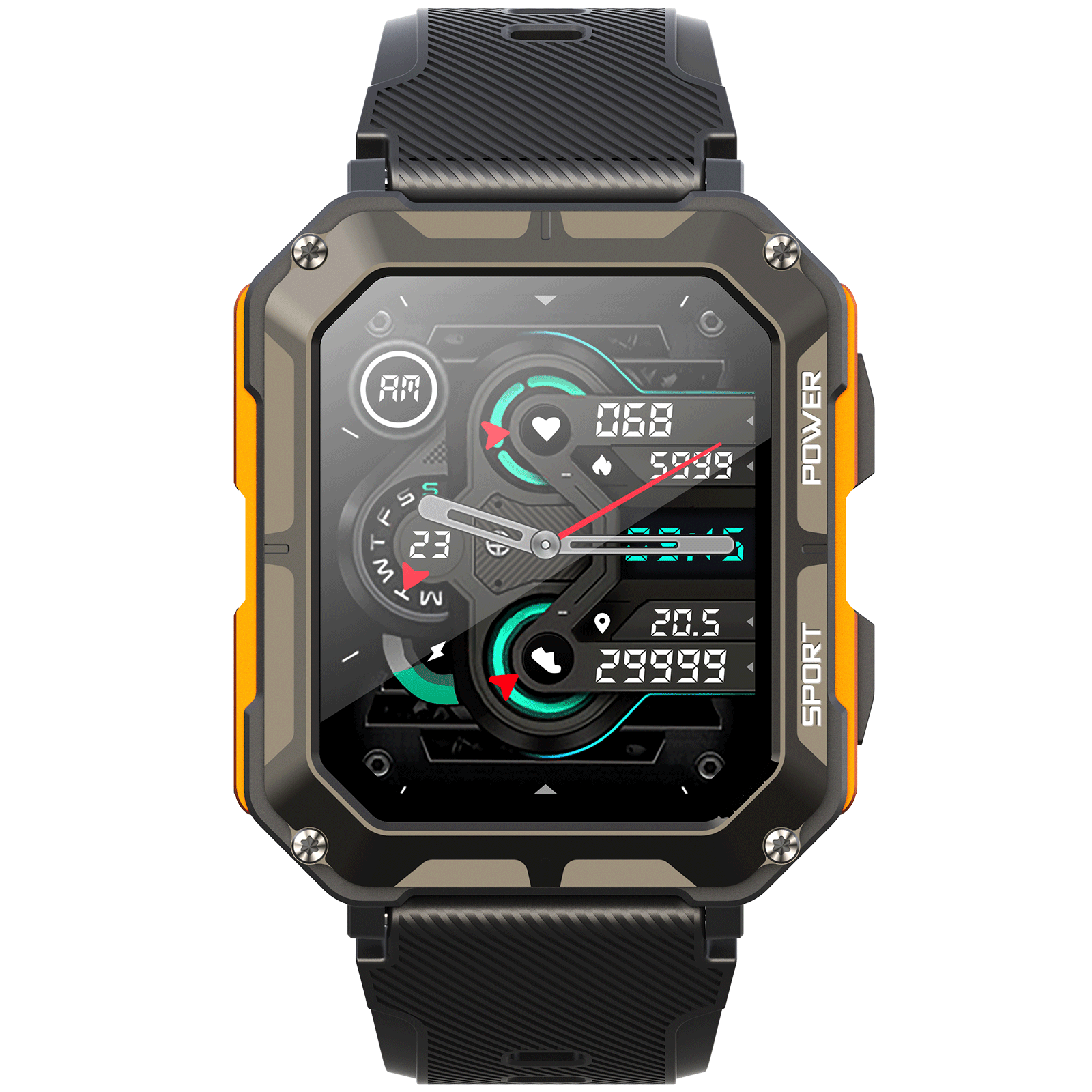 1.83" Tactical Smartwatch, 123 Sports Modes, IP68 Waterproof Smart Watch with Compass, Health Monitor