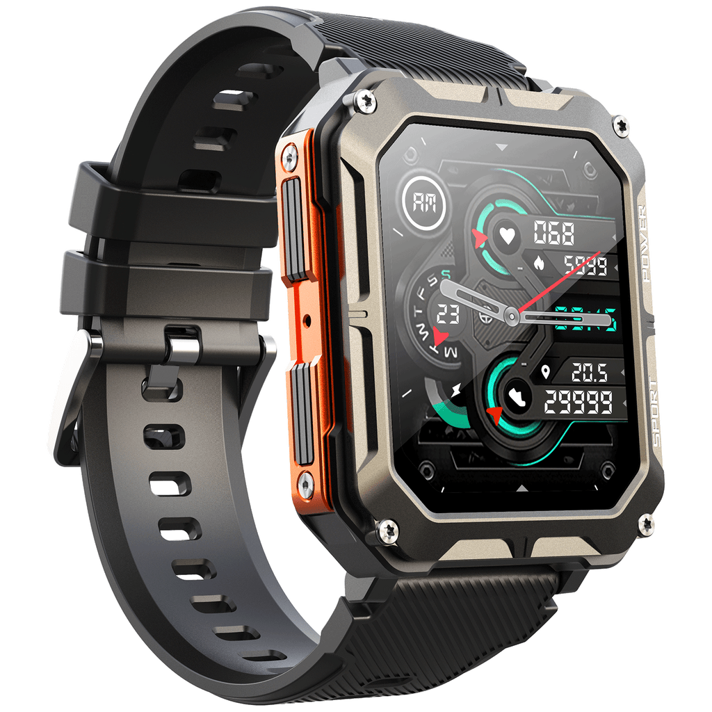 1.83" Tactical Smartwatch, 123 Sports Modes, IP68 Waterproof Smart Watch with Compass, Health Monitor