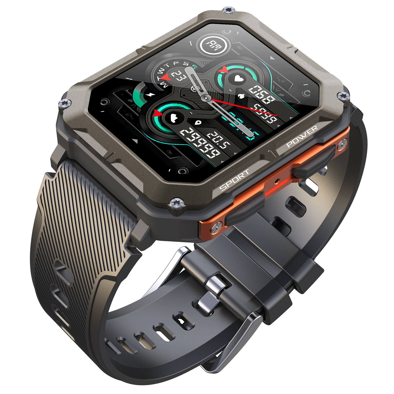 1.83" Tactical Smartwatch, 123 Sports Modes, IP68 Waterproof Smart Watch with Compass, Health Monitor