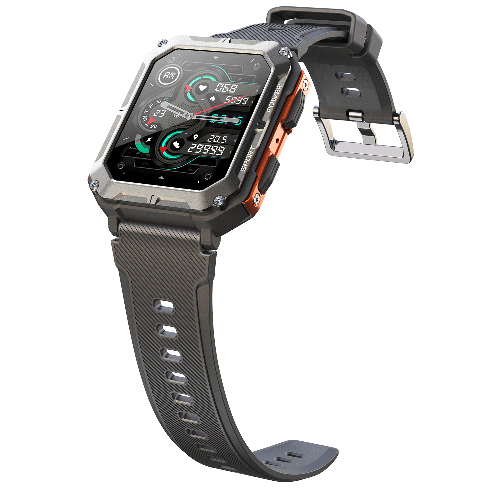 1.83" Tactical Smartwatch, 123 Sports Modes, IP68 Waterproof Smart Watch with Compass, Health Monitor