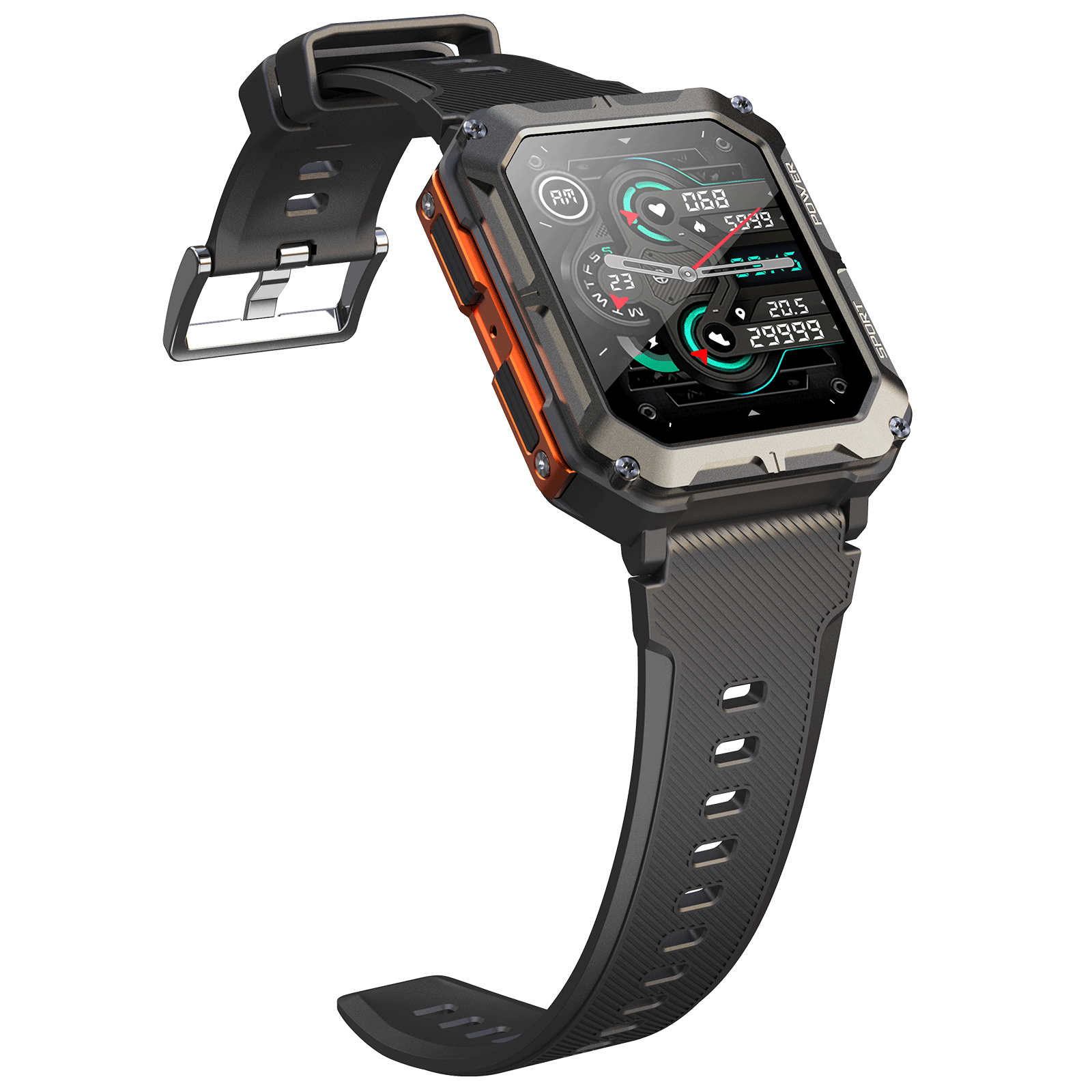 1.83" Tactical Smartwatch, 123 Sports Modes, IP68 Waterproof Smart Watch with Compass, Health Monitor